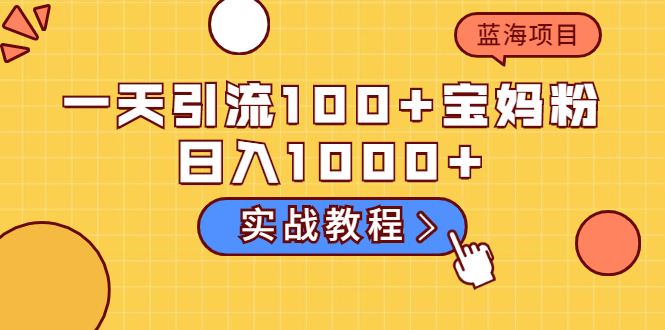 一天引流100+宝妈粉，日入1000+马上持续变现 蓝海项目-云网创资源站