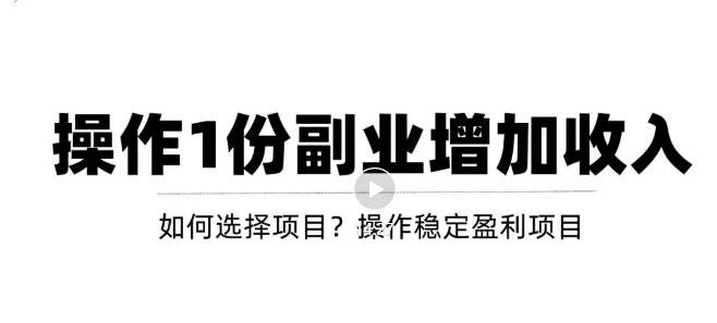 新手如何通过操作副业增加收入，从项目选择到玩法分享！【视频教程】-云网创资源站