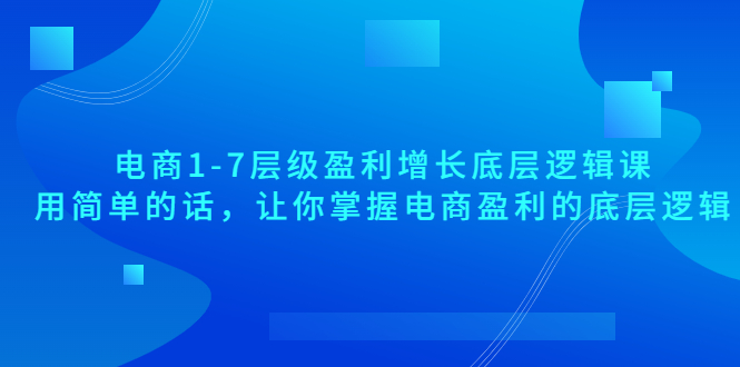 电商1-7层级盈利增长底层逻辑课：用简单的话，让你掌握电商盈利的底层逻辑-云网创资源站