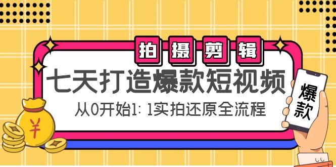 七天打造爆款短视频：拍摄+剪辑实操，从0开始1:1实拍还原实操全流程-云网创资源站