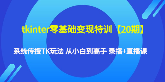 tkinter零基础变现特训【20期】系统传授TK玩法 从小白到高手 录播+直播课-云网创资源站