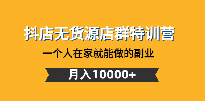 抖店无货源店群特训营：一个人在家就能做的副业，月入10000+-云网创资源站