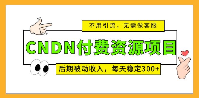 CNDN付费资源项目，不用引流，无需做客服，后期被动收入，每天稳定300+-云网创资源站