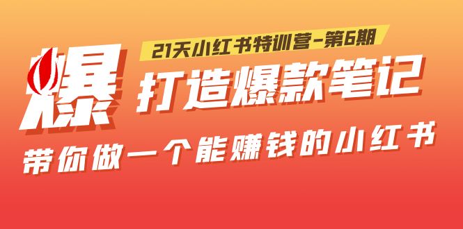 21天小红书特训营-第6期，打造爆款笔记，带你做一个能赚钱的小红书！-云网创资源站