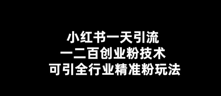 【引流必备】小红书一天引流一二百创业粉技术，可引全行业精准粉玩法-云网创资源站