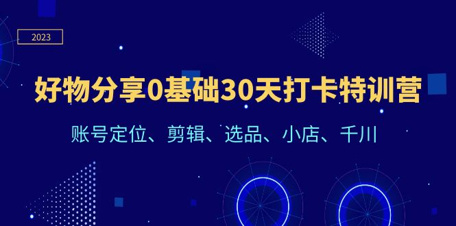 好物分享0基础30天打卡特训营：账号定位、剪辑、选品、小店、千川-云网创资源站