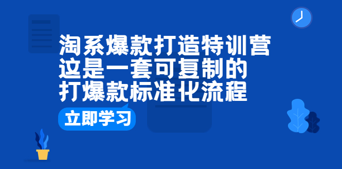 淘系爆款打造特训营：这是一套可复制的打爆款标准化流程-云网创资源站