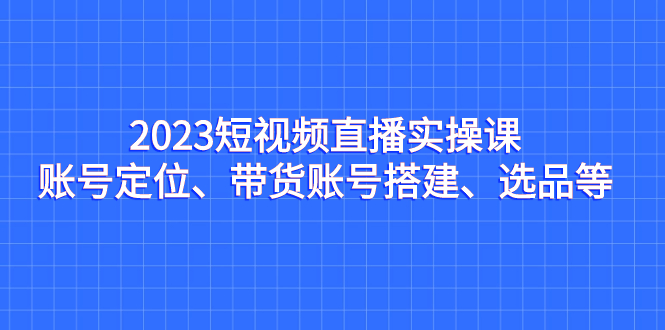 2023短视频直播实操课，账号定位、带货账号搭建、选品等-云网创资源站