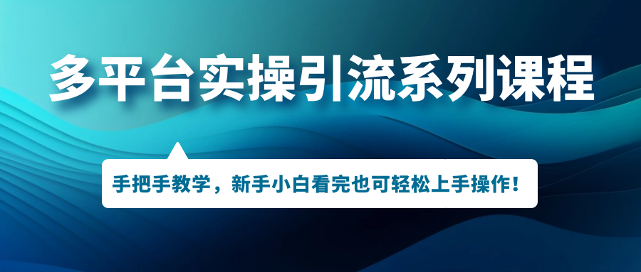 多平台实操引流系列课程，手把手教学，新手小白看完也可轻松上手引流操作！-云网创资源站