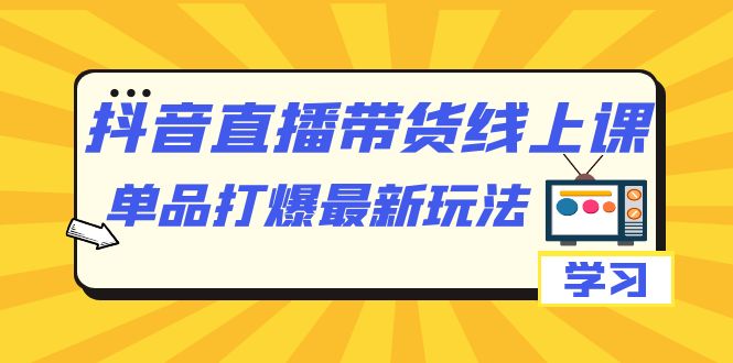 抖音·直播带货线上课，单品打爆最新玩法-云网创资源站