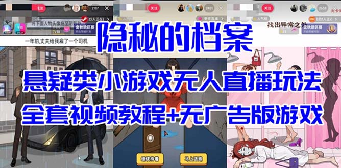 抖音爆火的悬疑解谜小游戏【隐秘的档案】无人直播玩法【教程+游戏+工具】-云网创资源站