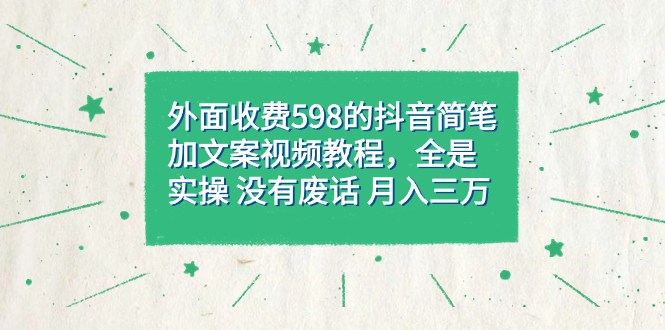 外面收费598抖音简笔加文案教程，全是实操 没有废话 月入三万-云网创资源站