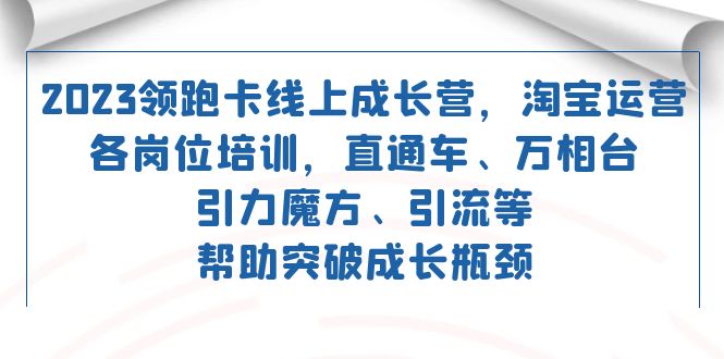 2023领跑·卡 线上成长营 淘宝运营各岗位培训 直通车 万相台 引力魔方 引流-云网创资源站