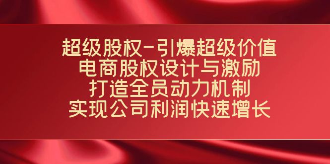 超级股权-引爆超级价值：电商股权设计与激励：打造全员动力机制  实现…-云网创资源站