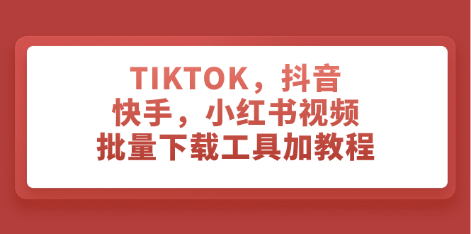 TIKTOK，抖音，快手，小红书视频批量下载工具加教程-云网创资源站