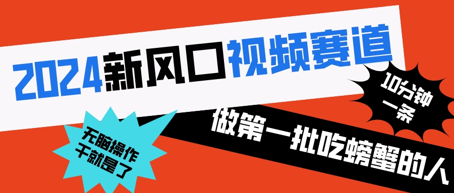 2024新风口视频赛道 做第一批吃螃蟹的人 10分钟一条原创视频 小白无脑操作1-云网创资源站