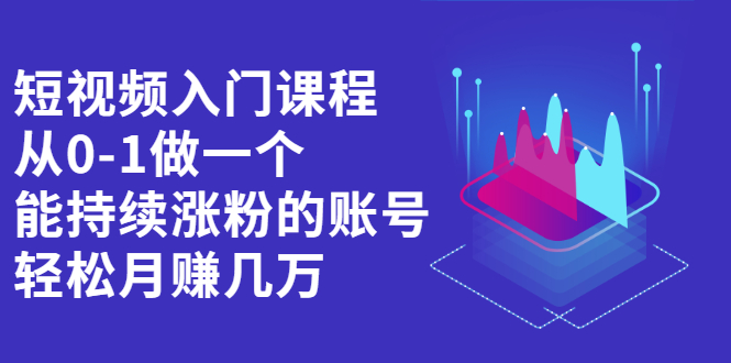 短视频入门课程，从0-1做一个能持续涨粉的账号，轻松月赚几万-云网创资源站