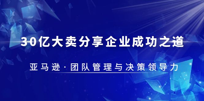 30·亿大卖·分享企业·成功之道-亚马逊·团队管理与决策领导力-云网创资源站