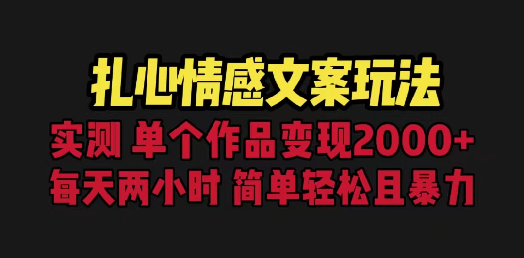 扎心情感文案玩法，单个作品变现5000+，一分钟一条原创作品，流量爆炸-云网创资源站