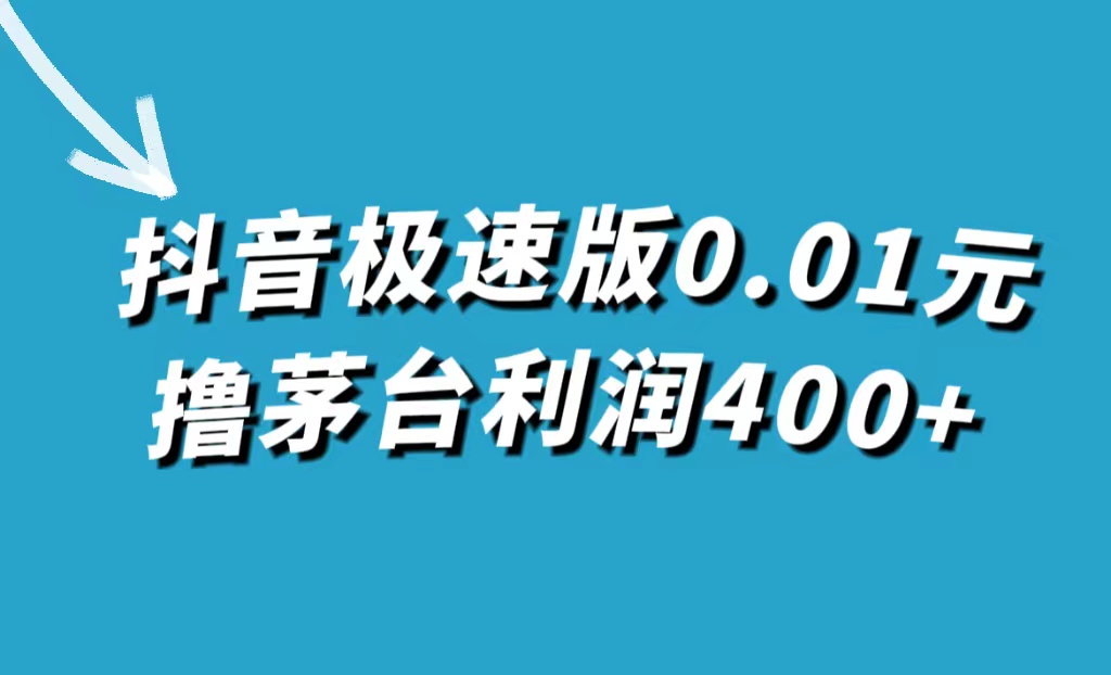 抖音极速版0.01元撸茅台，一单利润400+-云网创资源站