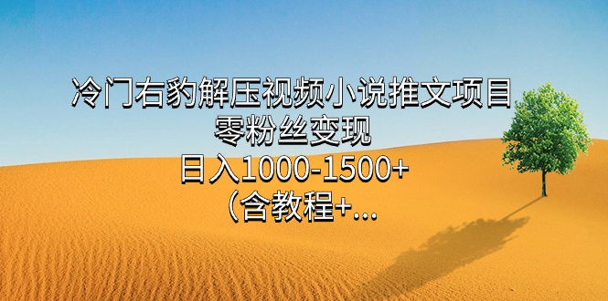 冷门右豹解压视频小说推文项目，零粉丝变现，日入1000-1500+。（含教程+…-云网创资源站