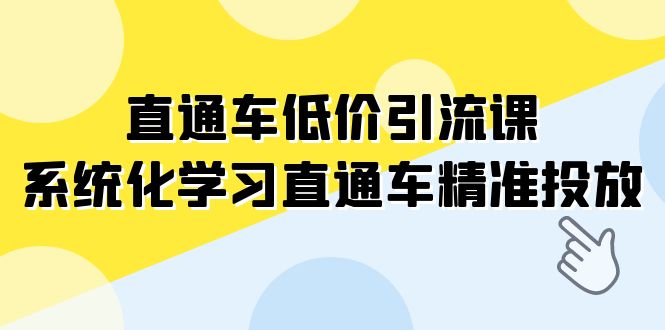 直通车-低价引流课，系统化学习直通车精准投放-云网创资源站