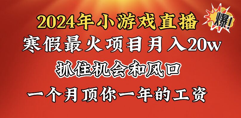 2024年寒假爆火项目，小游戏直播月入20w+，学会了之后你将翻身-云网创资源站