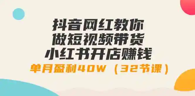 抖音网红教你做短视频带货+小红书开店赚钱，单月盈利40W-云网创资源站