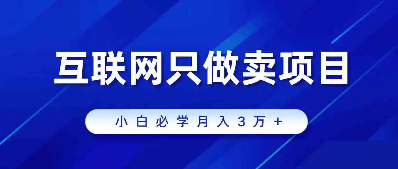 互联网的尽头就是卖项目，被割过韭菜的兄弟们必看！轻松月入三万以上！-云网创资源站