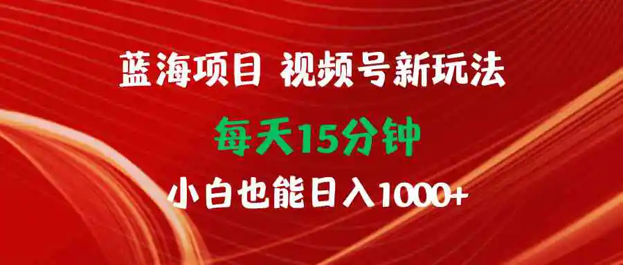 蓝海项目视频号新玩法 每天15分钟 小白也能日入1000+-云网创资源站