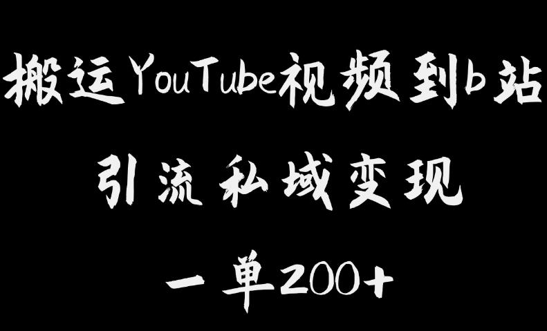 搬运YouTube视频到b站，引流私域一单利润200+，几乎0成本！【揭秘】-云网创资源站