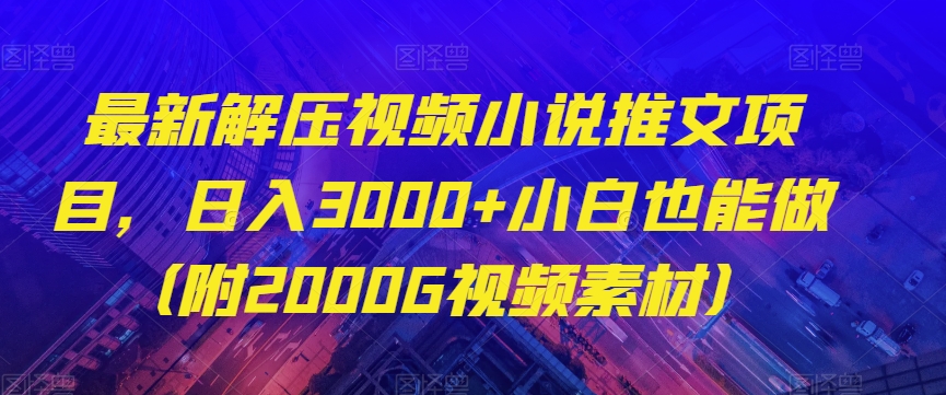 最新解压视频小说推文项目，日入3000+小白也能做【揭秘】-云网创资源站