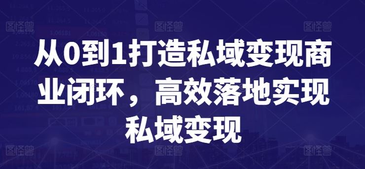 从0到1打造私域变现商业闭环，高效落地实现私域变现-云网创资源站