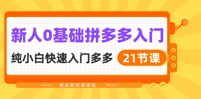 新人0基础拼多多入门，​纯小白快速入门多多-云网创资源站