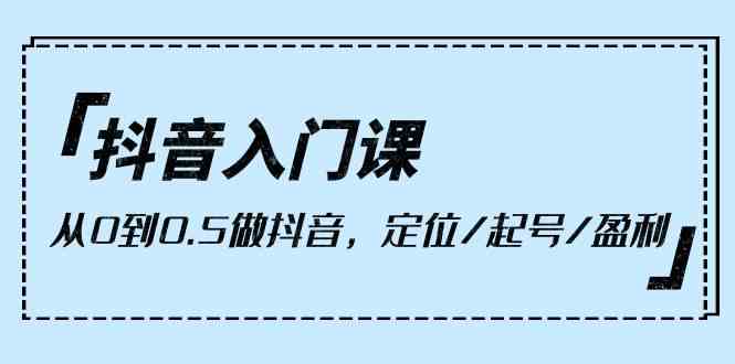 抖音视频新手入门课，从0到1做抖音，精准定位/养号/赢利-云网创资源站