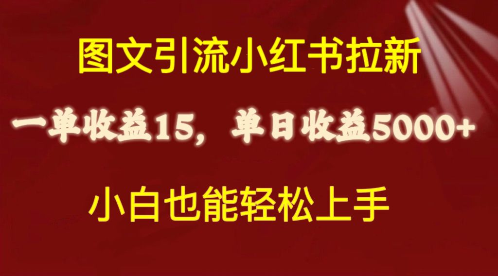 图文并茂引流方法小红书的引流一单15元，单日暴力行为盈利5000 ，新手也可以快速上手-云网创资源站