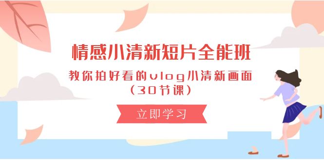 情绪 清新自然短视频-全能型班，教大家拍更好看的vlog清新自然界面 (30堂课)-云网创资源站