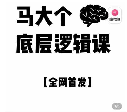 马大个·底层逻辑课，51节底层逻辑智慧课-价值1980元-云网创资源站