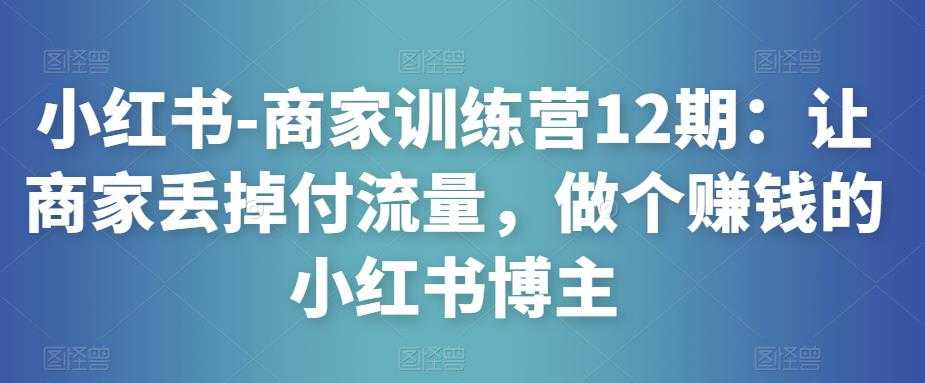 小红书-商家训练营12期：让商家丢掉付流量，做个赚钱的小红书博主-云网创资源站