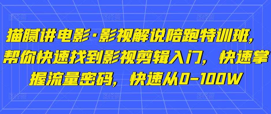 猫腻讲电影·影视解说陪跑特训班，帮你快速找到影视剪辑入门，快速掌握流量密码，快速从0-100W-云网创资源站