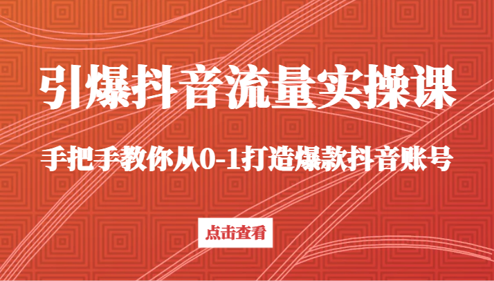 引爆抖音流量实操课，手把手教你从0-1打造爆款抖音账号-云网创资源站