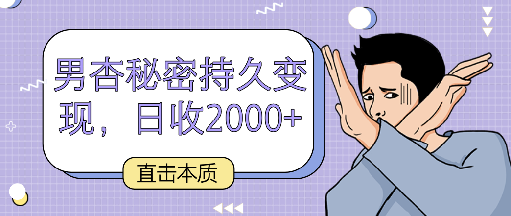 直击本质，男杏秘密持久变现，日收2000+-云网创资源站