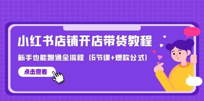 最新小红书店铺开店带货教程，新手也能跑通全流程（6节课+爆款公式）-云网创资源站