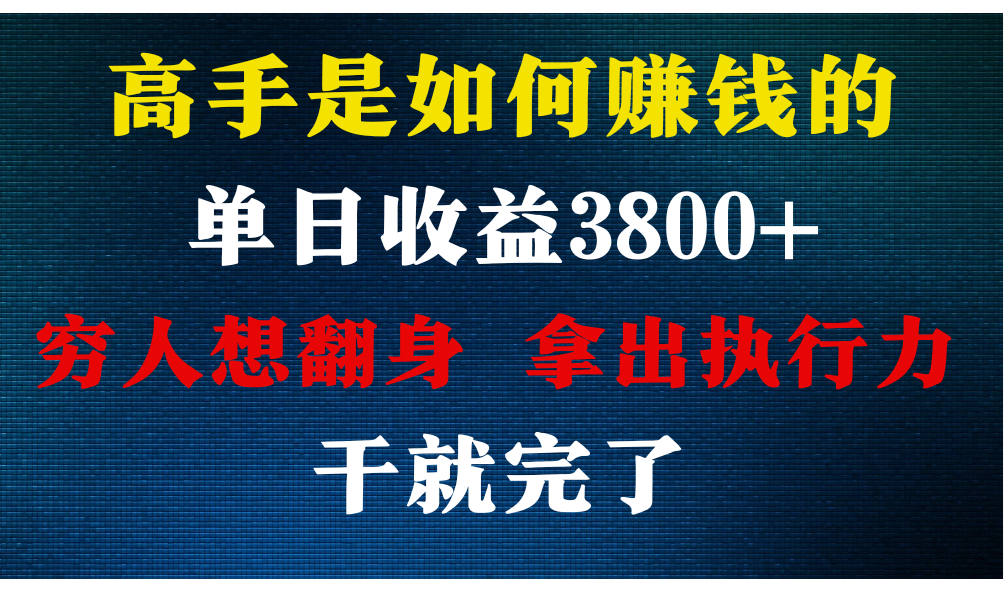 高手是如何赚钱的，每天收益3800+，你不知道的秘密，小白上手快，月收益12W+-云网创资源站