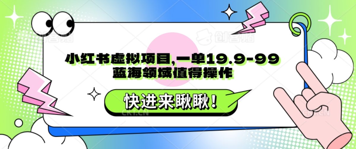 小红书虚拟项目，一单19.9-99，蓝海领域值得操作-云网创资源站