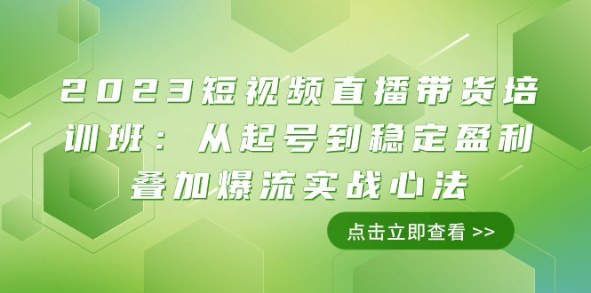 2023短视频直播带货培训班：从起号到稳定盈利叠加爆流实战心法（11节课）-云网创资源站