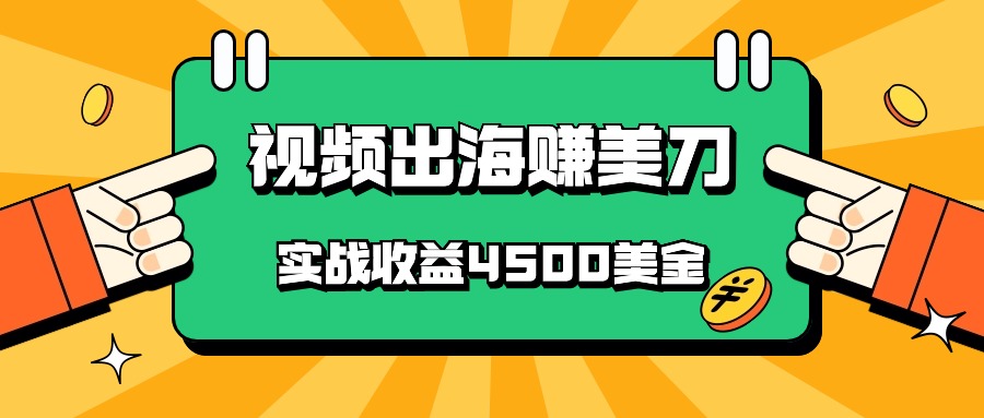 国内爆款视频出海赚美刀，实战收益4500美金，批量无脑搬运，无需经验直接上手-云网创资源站