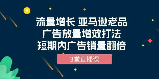 流量增长 亚马逊老品广告放量增效打法，短期内广告销量翻倍（3堂直播课）-云网创资源站