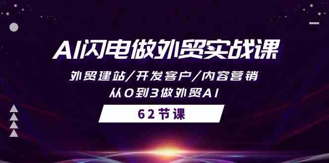 AI雷电做跨境电商实战演练课，外贸网站建设/寻找客户/内容运营/从0到3做跨境电商AI（61节）-云网创资源站