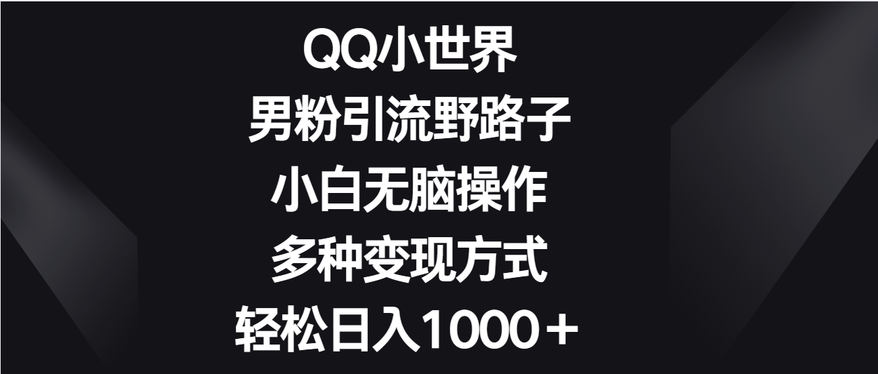 QQ小天地粉丝引流方法歪门邪道，新手没脑子实际操作，多种多样变现模式轻轻松松日入1000＋-云网创资源站